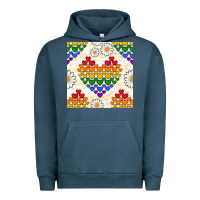 Pigment Midnight Navy Pride lgbtq hearts and daisy seamless pattern Urban Hoodie - BundleAndBundleShop