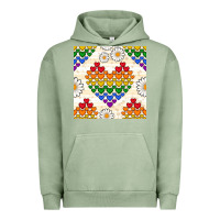 Pigment Oil Green Pride lgbtq hearts and daisy seamless pattern Urban Hoodie - BundleAndBundleShop