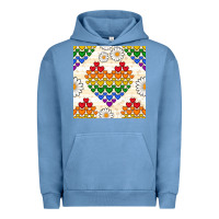 Pigment Pebble Blue Pride lgbtq hearts and daisy seamless pattern Urban Hoodie - BundleAndBundleShop