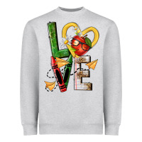 Heather Grey teacher love nca Heavyweight Sweatshirt - NancyCooperArtShop