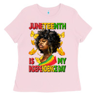 Bubblegum Pink juneteenth is my independence day Ladies Tee - HRA Design Shop