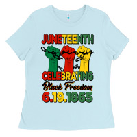 Baby Blue juneteenth celebrating black freedom Ladies Tee - HRA Design Shop