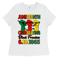 White juneteenth celebrating black freedom Ladies Tee - HRA Design Shop