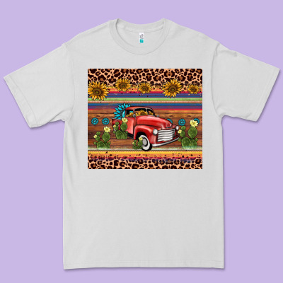Truck Sunflower Leopard Premium Tee Designed By Adodesignshop