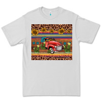 Dove Grey truck sunflower leopard Premium Tee - AdoDesignShop