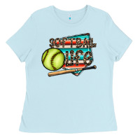Baby Blue softball life Ladies Tee - CowhideDigitalArt
