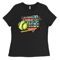 Black softball life Ladies Tee - CowhideDigitalArt