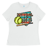 White softball life Ladies Tee - CowhideDigitalArt