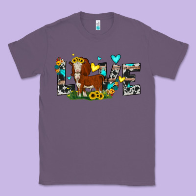 Love Western Cow Classic Tee Designed By Jahusdesignshop