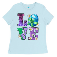 Baby Blue easter love egg Ladies Tee - RanaPortraitStore