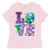 Bubblegum Pink easter love egg Ladies Tee - RanaPortraitStore