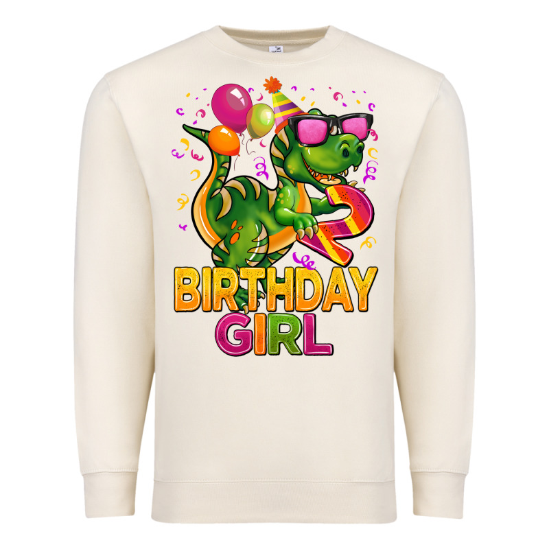 2rd Birthday Girl T Rex Pink Premium Sweatshirt by CowGirlArtShop | Teevron