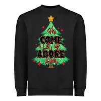 Black oh come let us adore him christmas tree Heavyweight Sweatshirt - MaliasSmallBusiness
