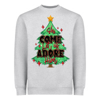 Heather Grey oh come let us adore him christmas tree Heavyweight Sweatshirt - MaliasSmallBusiness