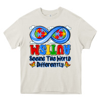 Cream autism infinity seeing the world differently Heavy Core Tee - JahusDesignShop