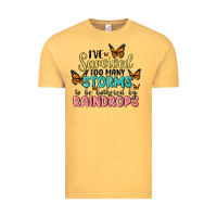Vintage Mustard i have survived too many storms to be bothered by raindrops malia Vintage Tee - MaliasSmallBusiness