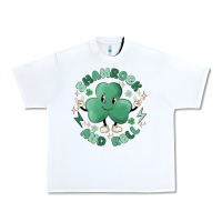 White shamrock and roll Urban Heavy Tee - MaliasSmallBusiness