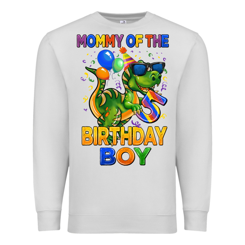 Mommy Of The 5 Th Birthday Boy T Rex Premium Sweatshirt by CowGirlArtShop | Teevron