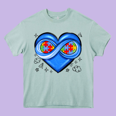 Infinity Heart Autism Awareness Heavy Core Tee Designed By Jahusdesignshop