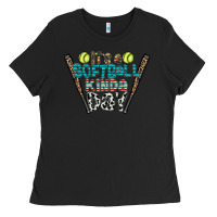 Black softball Ladies Tee - CowhideDigitalArt
