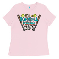 Bubblegum Pink softball Ladies Tee - CowhideDigitalArt