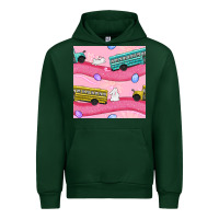 Foreset Green Easter School Bus Seamless Pattern Urban Hoodie - BundleAndBundleShop