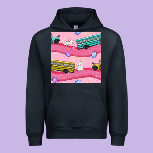 Easter School Bus Seamless Pattern Urban Hoodie Designed By Bundleandbundleshop
