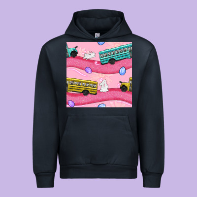 Easter School Bus Seamless Pattern Urban Hoodie Designed By Bundleandbundleshop
