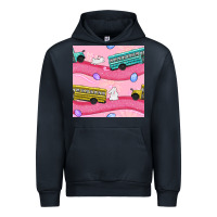 Navy Easter School Bus Seamless Pattern Urban Hoodie - BundleAndBundleShop