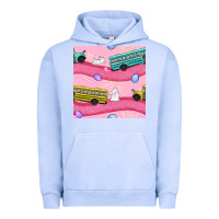 Pigment Grape Ice Easter School Bus Seamless Pattern Urban Hoodie - BundleAndBundleShop