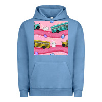 Pigment Pebble Blue Easter School Bus Seamless Pattern Urban Hoodie - BundleAndBundleShop