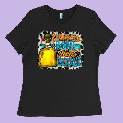 Whiskey Bent Hell Bound Ladies Tee Designed By Cowhidedigitalart