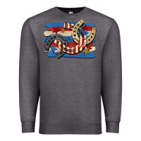 Charcoal Heather 4th of july horseshoe Premium Sweatshirt - CowGirlArtShop