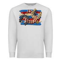 Dove Grey 4th of july horseshoe Premium Sweatshirt - CowGirlArtShop