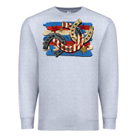 Heather Grey 4th of july horseshoe Premium Sweatshirt - CowGirlArtShop