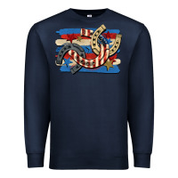 Navy 4th of july horseshoe Premium Sweatshirt - CowGirlArtShop