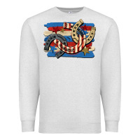 Oatmeal Heather 4th of july horseshoe Premium Sweatshirt - CowGirlArtShop
