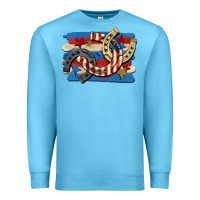 Ocean Blue 4th of july horseshoe Premium Sweatshirt - CowGirlArtShop