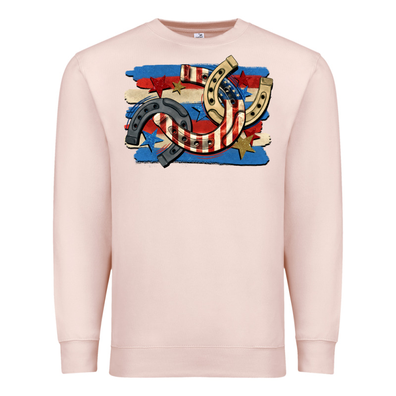 4th Of July Horseshoe Premium Sweatshirt by CowGirlArtShop | Teevron