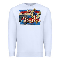 White 4th of july horseshoe Premium Sweatshirt - CowGirlArtShop