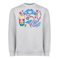Heather Grey nurse life Heavyweight Sweatshirt - MaliasSmallBusiness