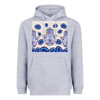 Heather Grey evil eyes with white wooden pattern Heavyweight Hoodie - TumblerDesignByShophia