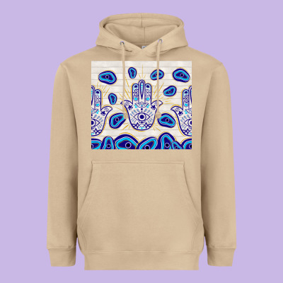 Evil Eyes With White Wooden Pattern Heavyweight Hoodie Designed By Tumblerdesignbyshophia