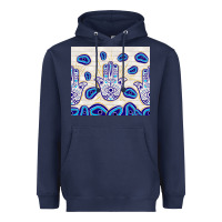 Navy evil eyes with white wooden pattern Heavyweight Hoodie - TumblerDesignByShophia
