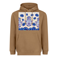 Toasted Coconut evil eyes with white wooden pattern Heavyweight Hoodie - TumblerDesignByShophia