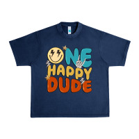 Navy one happy dude Urban Heavy Tee - MaliasSmallBusiness