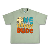Oil Green one happy dude Urban Heavy Tee - MaliasSmallBusiness