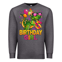 Charcoal Heather 6th birthday girl t rex pink Premium Sweatshirt - CowGirlArtShop