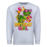 Heather Grey 6th birthday girl t rex pink Premium Sweatshirt - CowGirlArtShop