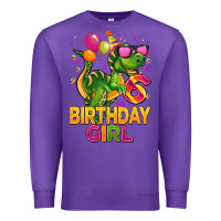 Purple 6th birthday girl t rex pink Premium Sweatshirt - CowGirlArtShop